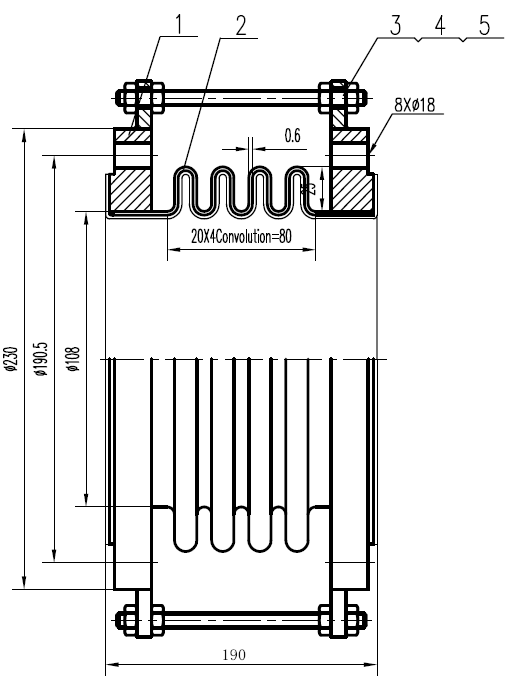 PTFE波纹管膨胀节的图纸